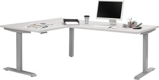 Schreibtisch "5514" aus Metall / Spanplatte in Metall platingrau - weiß matt. Abmessungen (BxHxT) 200x120x150 cm