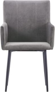 vidaXL Esszimmerstühle mit Armlehnen 2 Stk. Grau Samt