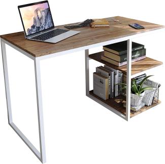 Domando Schreibtisch Capoliveri Modern für Büro Breite 120cm, Metallgestell pulverbeschichtet in Weiß und Eiche Stirling