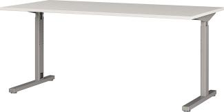 Amazon Marke - Alkove mechanisch höheneinstellbarer Schreibtisch Palermo, für ergonomisches Arbeiten, ideal für Home Office, in Lichtgrau/Silber, 160 x 80 x 80 cm (BxHxT)
