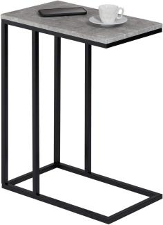 IDIMEX Beistelltisch Debora, praktischer Wohnzimmertisch in C-Form, schöner Couchtisch Tischplatte rechteckig in Betonoptik, eleganter Sofatisch mit Metallgestell in schwarz