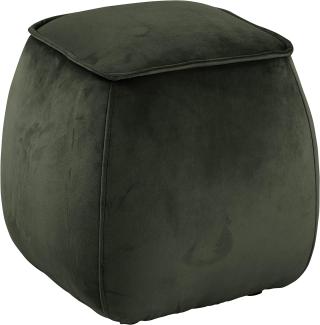 Hocker MIE Sitzkissen Pouf mit Samtstoff dunkelgrün 40x40