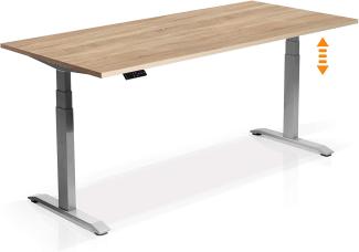 Möbel-Eins OFFICE ONE elektrisch höhenverstellbarer Schreibtisch / Stehtisch, Material Dekorspanplatte grau 180x80 cm Eiche sonomafarbig