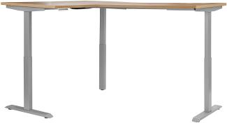 Schreibtisch "5514" aus Metall / Spanplatte in Metall platingrau - Riviera Eiche. Abmessungen (BxHxT) 200x120x150 cm