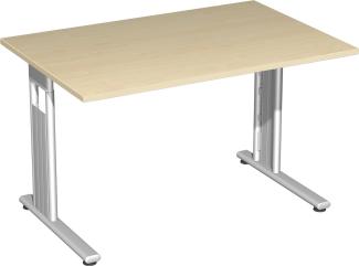 Schreibtisch, 120x80cm, Lichtgrau / Silber