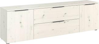 Lowboard "7110" in White-Oak - Metall schwarz mit einer Schublade und 2 Türen. Abmessungen (BxHxT) 180x55x40 cm