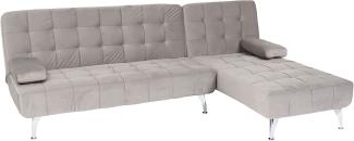 Schlafsofa HWC-K22, Couch Ecksofa Sofa, Liegefläche links/rechts Schlaffunktion ~ Samt grau