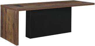 neu.haus 'Rheine' Schreibtisch mit Ablage, Holz schwarz, 77 x 220 x 80 cm