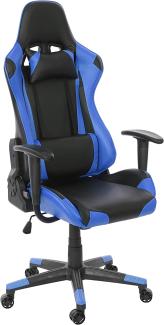 Bürostuhl HWC-D25, Schreibtischstuhl Gamingstuhl Chefsessel Bürosessel, 150kg belastbar Kunstleder ~ schwarz/blau