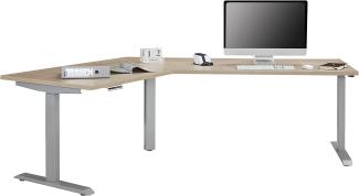 Schreibtisch "5512" aus Metall / Spanplatte in Metall platingrau - Sonoma-Eiche. Abmessungen (BxHxT) 248x120x158 cm