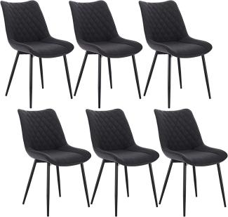 WOLTU® Esszimmerstühle BH208dgr-6 6er Set Küchenstuhl Polsterstuhl Wohnzimmerstuhl Sessel mit Rückenlehne, Sitzfläche aus Leinen, Metallbeine, Dunkelgrau