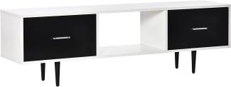 HOMCOM Fernsehtisch TV Lowboard Fernsehschrank mit Schubladen Regale für 60'' Fernseher TV-Board Wohnzimmer Schlafzimmer Metallbeine Weiß 140 x 30 x 42 cm