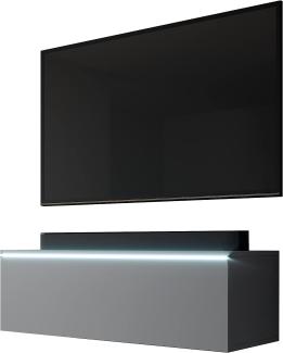 Furnix TV Lowboard Bargo Fernsehschrank Anthrazit ohne LED-Beleuchtung B100 x H34 x T32 cm - TV-Schrank Kommode Sideboard, 2 Fächer mit Tür „Push-Click“, 2 offene Ablagen unten, Wandmontage möglich