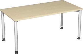 Schreibtisch, höhenverstellbar, Ahorn / Silber, 68-80 x 80 x 160 cm