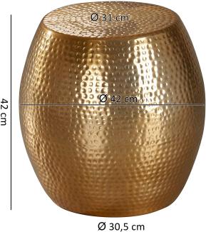 Wohnling Beistelltisch PADRO 42 x 42 x 42 cm Aluminium Dekotisch Orientalisch rund, Gold
