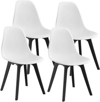 en.casa 4x Esszimmerstuhl, weiß/schwarz, Kunststoff, skandinavisches Designstuhl-Set