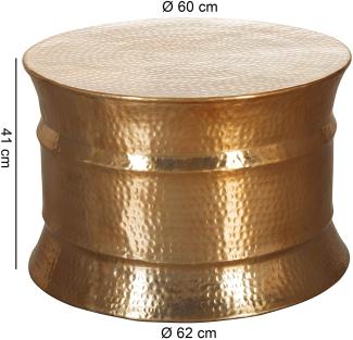 Wohnling Couchtisch KAREM 62 x 41 x 62 cm Aluminium Beistelltisch orientalisch rund, Gold