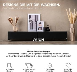 Wuun® TV-Board Lowboard Wohnwand TV-Bank Somero / 100cm / Schwarz-Matt & Schwarz-Hochglanz/Haarnadel Chrom