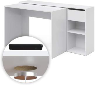 Vicco Schreibtisch 'Ben' ausziehbar Weiß mit QI-Ladestation