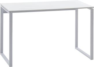 Wohnling Schreibtisch 120x60x75 cm Computertisch Weiß Hochglanz Modern