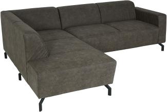Ecksofa HWC-J60, Couch Sofa mit Ottomane links, Made in EU, wasserabweisend ~ Kunstleder grau-braun