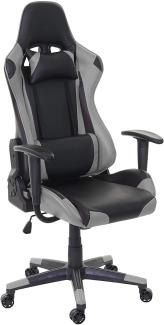 Bürostuhl HWC-D25, Schreibtischstuhl Gamingstuhl Chefsessel Bürosessel, 150kg belastbar Kunstleder ~ schwarz/grau
