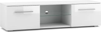 Domando Lowboard Rossano M2 Modern für Wohnzimmer Breite 140cm, Push-to-open-System, Weiß Matt und Weiß Hochglanz