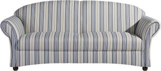 Corona Sofa 2,5-Sitzer Flachgewebe Blau Buche Nussbaumfarben