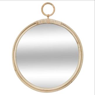 Spiegel, Rattan, rund, Durchmesser 38 cm, beige