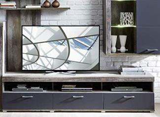 CROWN X TV-Board in Driftwood Optik, Graphit - hochwertiges Low-Board für Ihr Wohnzimmer - 210 x 50 x 48 cm (B/H/T)