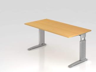 Schreibtisch US16 C-Fuß 160x80cm Buche Gestellfarbe: Silber