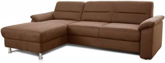 Cavadore Ecksofa Ascaro mit Longchair links / Boxspring-Sofa mit Bettfunktion im modernen Design / 254 x 84 x 171 / Lederoptik Braun