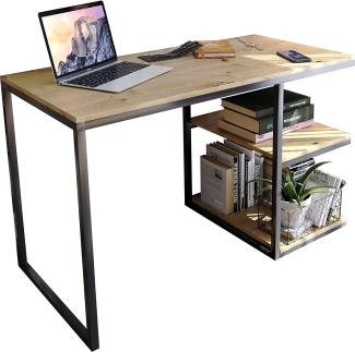 Domando Schreibtisch Capoliveri Modern für Büro Breite 120cm, Metallgestell pulverbeschichtet in Schwarz und Artisan Eiche