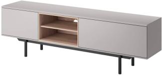 Selsey Kannine - TV-Lowboard - TV-Tisch in Grau/Holzoptik mit schwarzen Holzfüßen, 175 cm breit