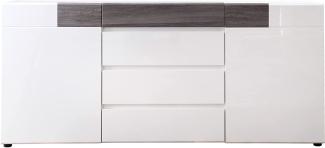 Sideboard Tokyo in Hochglanz weiß und Sardegna grau 185 x 83 cm