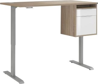 Schreibtisch "5517" aus Spanplatte / Metall in Metall platingrau - Sonoma-Eiche mit einer Schublade und einer Tür. Abmessungen (BxHxT) 175x120x80 cm