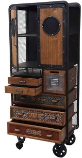 Apotheker-Schrank HWC-D78, Metallregal, Tanne Holz Vintage Shabby-Look 146x60x35cm