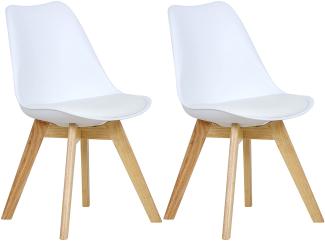 WOLTU BH29ws-2 2 x Esszimmerstühle 2er Set Esszimmerstuhl Design Stuhl Küchenstuhl Holz, Weiß