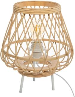 Tischlampe mit durchbrochenem Lampenschirm, Bambus, 31 cm