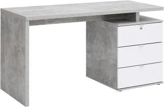 Schreib- und Computertisch mit 2 Schubladen, grau/ weiß, 140 x 75 x 60 cm