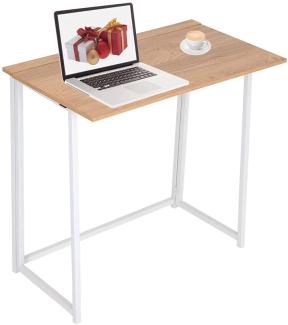 Faltbar Tisch Schreibtisch Computertisch klappbar für Homeoffice Büro Arbeitszimmer Metallgestell weiß HWT09-WEI