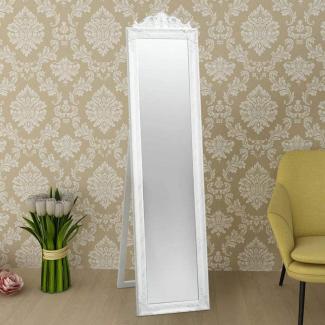 vidaXL Standspiegel im Barock-Stil 160x40 cm Weiß