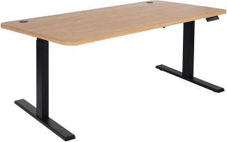 Schreibtisch HWC-D40, Computertisch, elektrisch höhenverstellbar 160x80cm 53kg ~ braun Struktur, schwarz