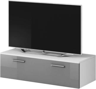 E-Com TV-Schrank „Boston“, Korpus: matt-weiß/Front: grau, Hochglanz (100 cm)