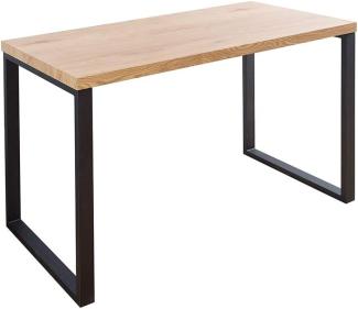 riess-ambiente. de Design Schreibtisch Oak Desk 120cm Eiche Optik Vintage Metallgestell schwarz Schminktisch Tisch Bürotisch