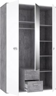 FORTE Kleiderschrank, Holzwerkstoff, Betonoptik Lichtgrau kombiniert mit Weiß, 52,7 x 114,6 x 187,9 cm