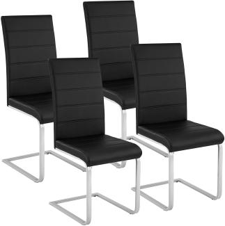 tectake 800632 4er Set Esszimmerstuhl, Kunstleder Stuhl mit hoher Rückenlehne, Schwingstuhl mit ergonomisch geformter Rückenlehne (4er Set schwarz | Nr. 402553)