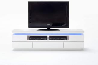 Lowboard Odin 175x49x40 cm Hochglanz weiß TV-Board LED Beleuchtung