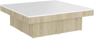 vidaXL Couchtisch Weiß Sonoma-Eiche 90x90x28 cm Spanplatte