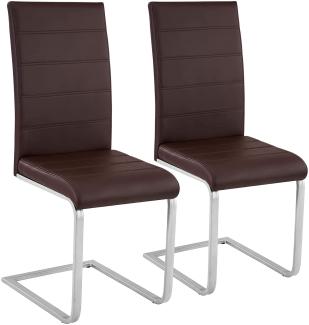 tectake 800451 2er Set Esszimmerstuhl, Kunstleder Stuhl mit hoher Rückenlehne, Schwingstuhl mit ergonomisch geformter Rückenlehne (2er Set braun | Nr. 402552)